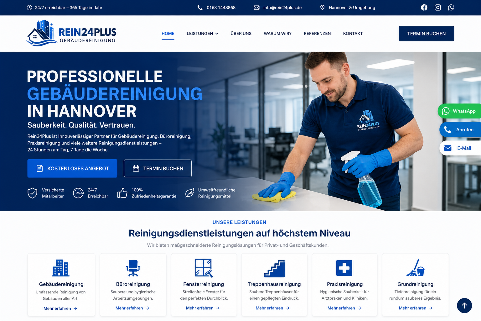 Professionell gereinigter Arbeitsbereich von Rein24Plus